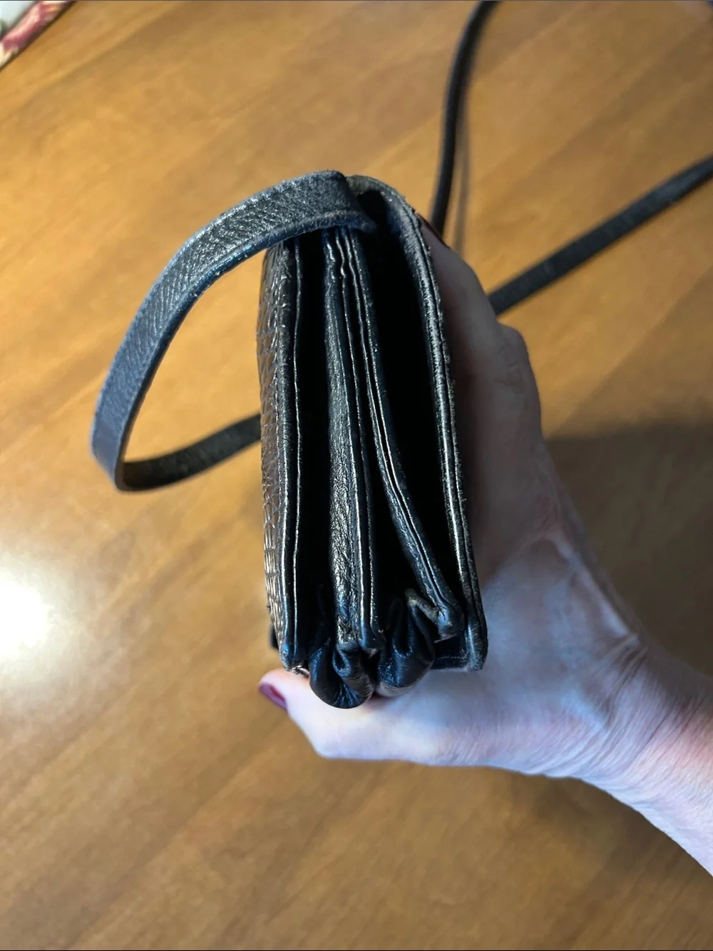 Brighton Black Croc-Embossed Crossbody Bag
